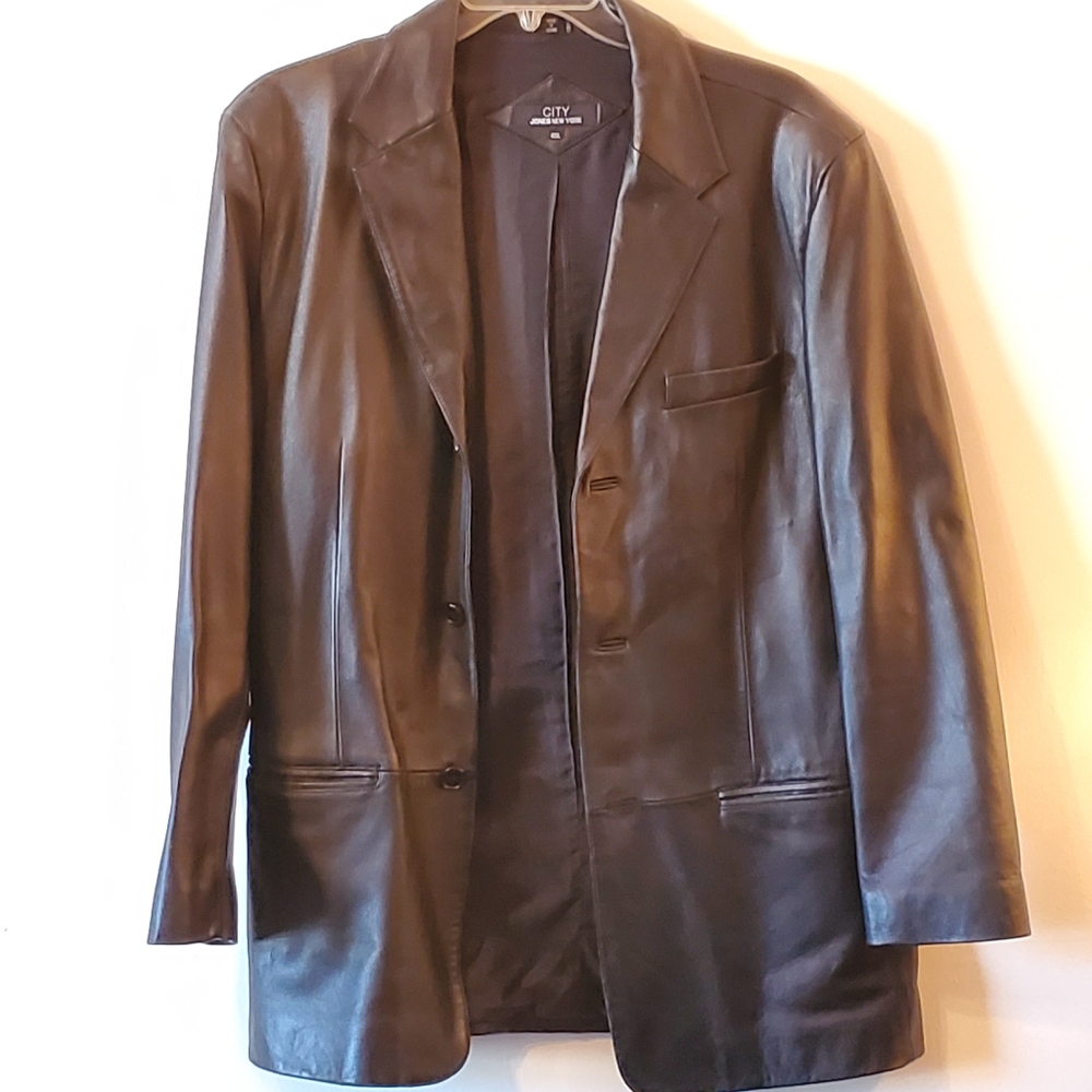 Black leather coat